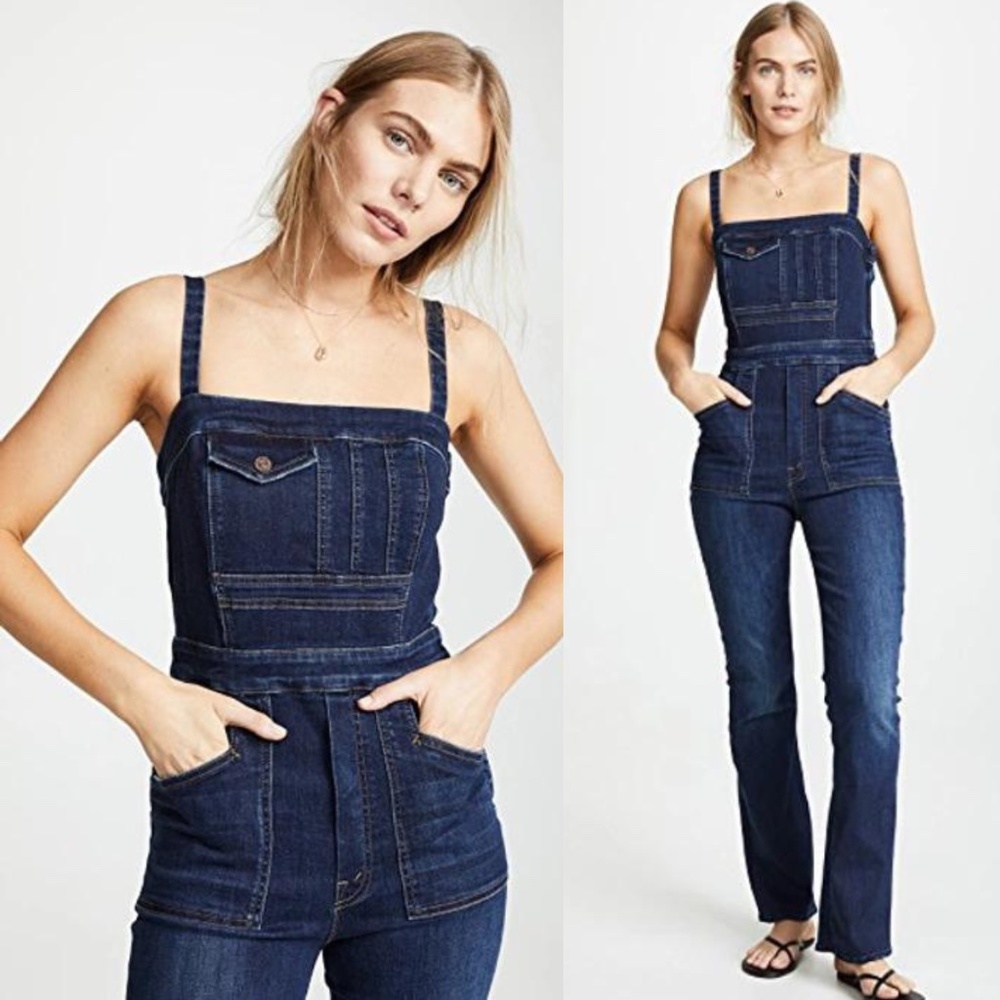MOTHER Women's Dark Blue Jeans Overalls